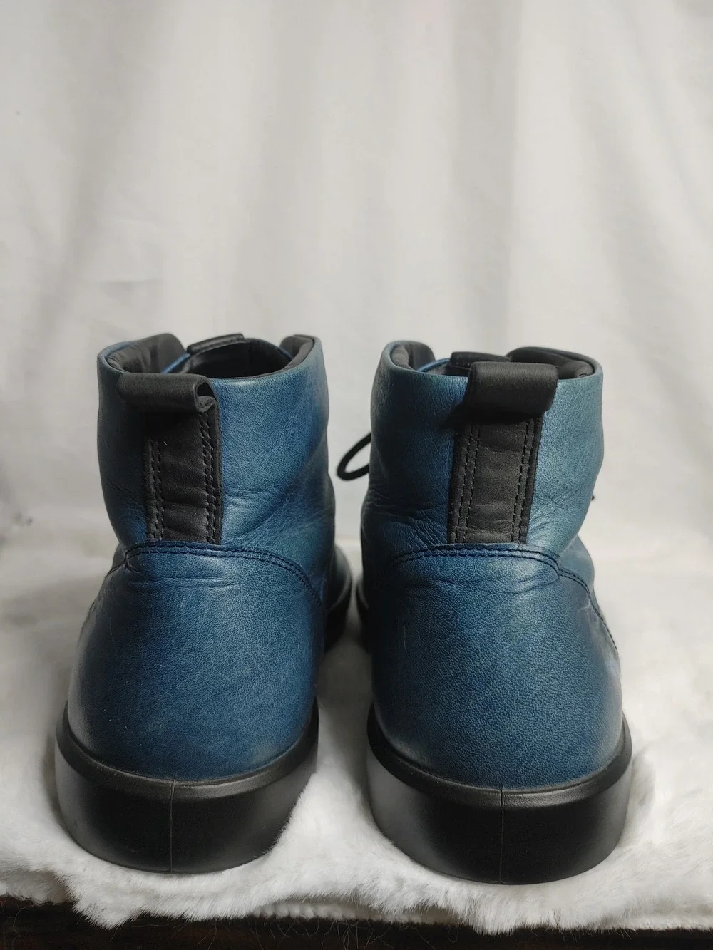 Ecco Indigo Soft 8 Tie II Men's Teal Blue Leather Chukka Boots 10/44 *see Photos